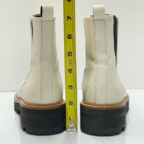 Marc Fisher LTD ilora Ivory Chelsea Boots Women 6M Pebble Leather PullOn 2" Heel - Picture 7 of 11